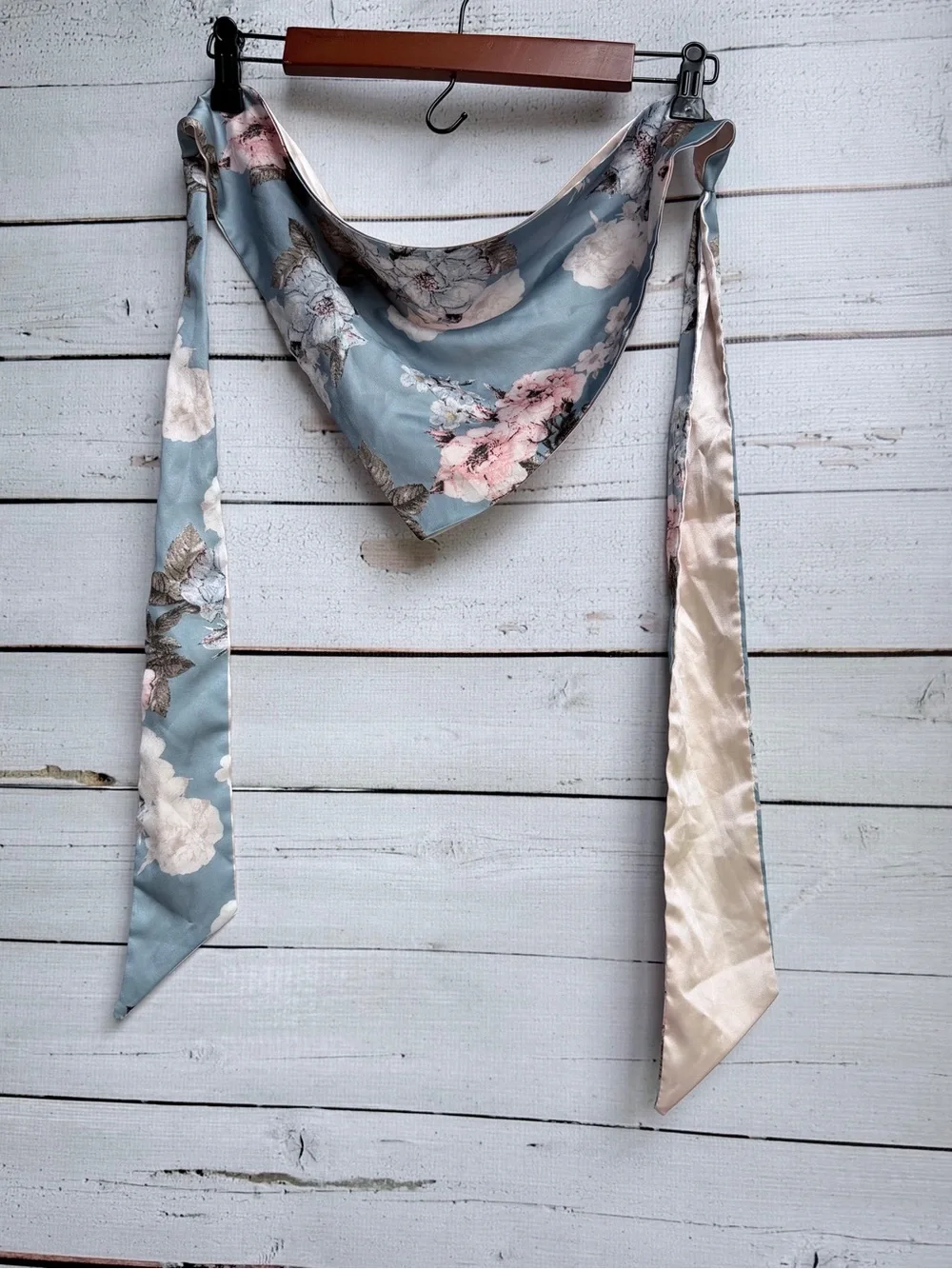 Satin Floral Triangular Hair Scarf Headband